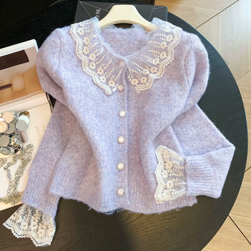 Embroidery Online - Jesienny damski kardigan z krótkim rękawem,