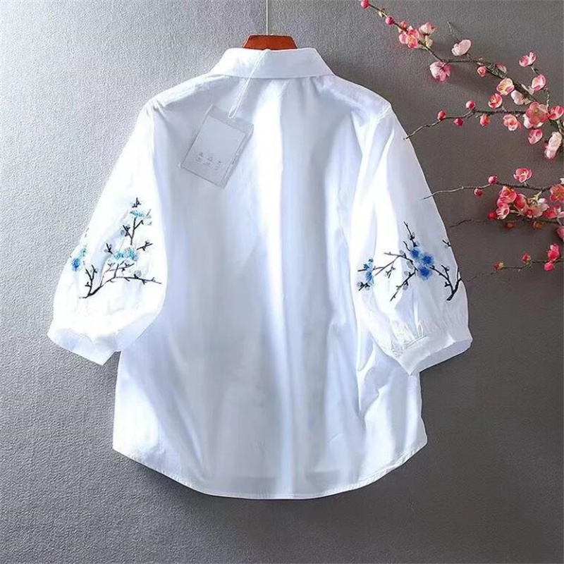 Biała koszula wyszywana damska – Embroidery Cotton Shirt recenzja i cena