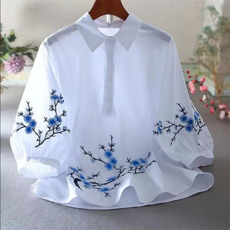 Biała koszula wyszywana damska – Embroidery Cotton Shirt recenzja i cena